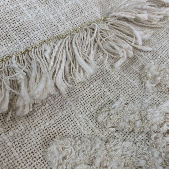 Christmas Tree Skirt Cotton Beige Handmade 48in Elegant Bottom Decor Tassle Trim - Picture 7 of 11